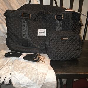 Black Quilted Travel Bag Set